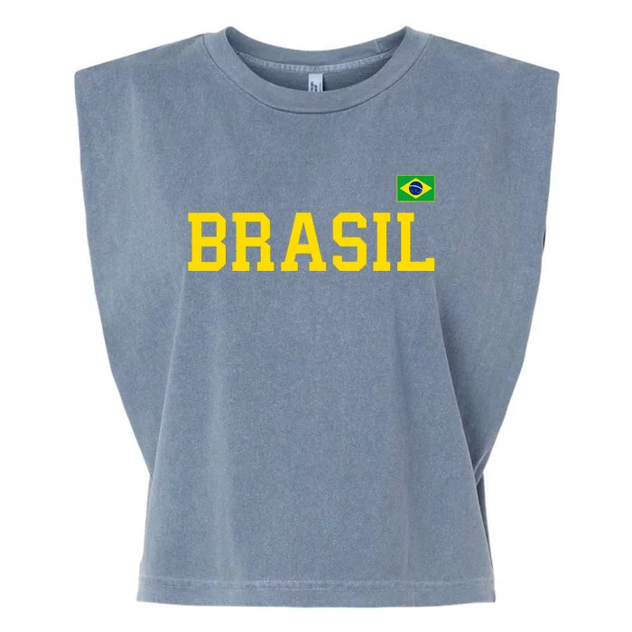 Cool Brasil Country Name Flag Garment-Dyed Women's Muscle Tee