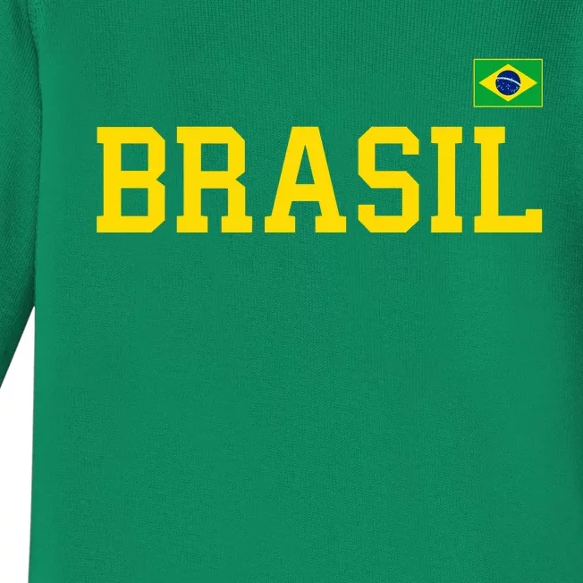 Cool Brasil Country Name Flag Baby Long Sleeve Bodysuit