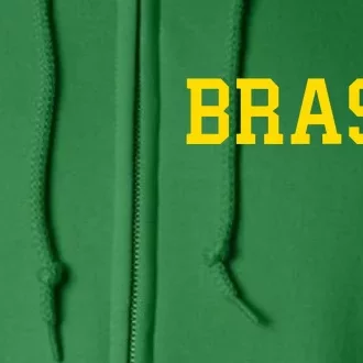 Cool Brasil Country Name Flag Full Zip Hoodie