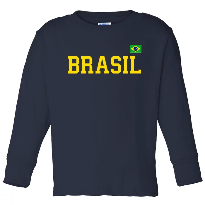 Cool Brasil Country Name Flag Toddler Long Sleeve Shirt