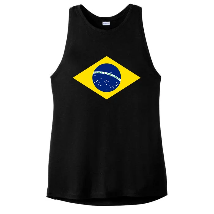 Cool Brazil Country Flag Ladies Tri-Blend Wicking Tank