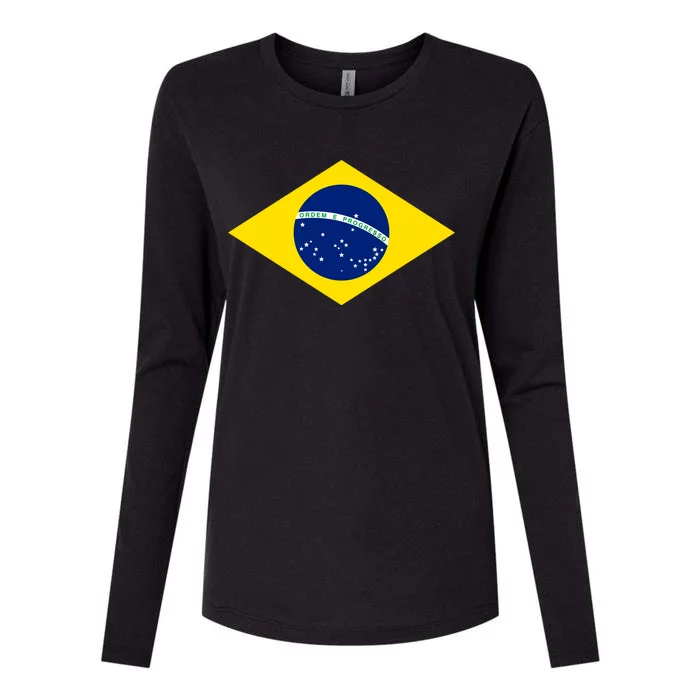 Cool Brazil Country Flag Womens Cotton Relaxed Long Sleeve T-Shirt