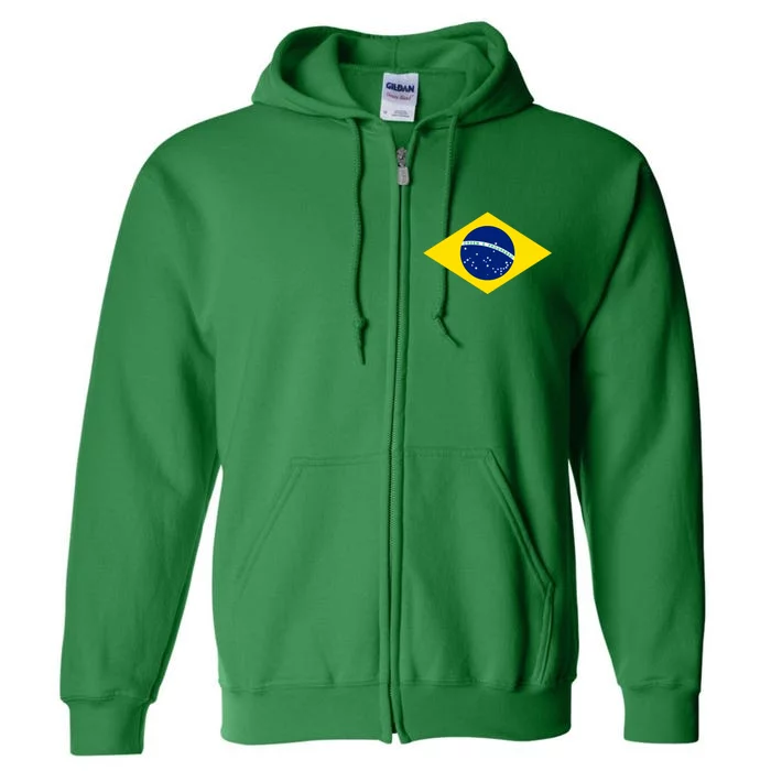 Cool Brazil Country Flag Full Zip Hoodie