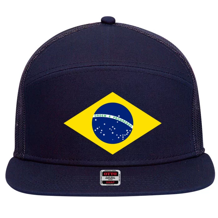 Cool Brazil Country Flag 7 Panel Mesh Trucker Snapback Hat