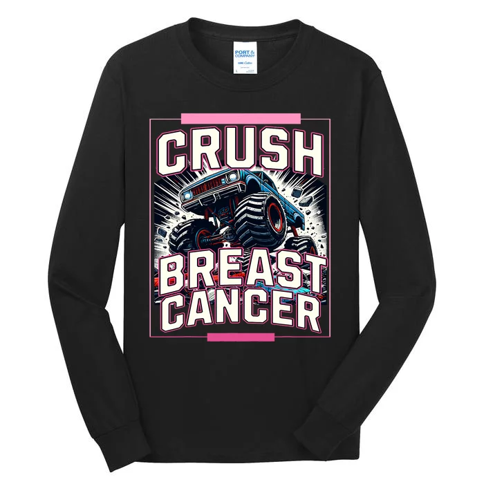 Crush Breast Cancer Awareness Monster Truck Tall Long Sleeve T-Shirt