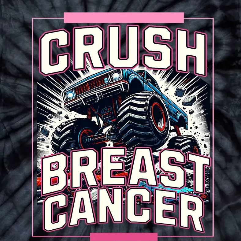 Crush Breast Cancer Awareness Monster Truck Tie-Dye T-Shirt