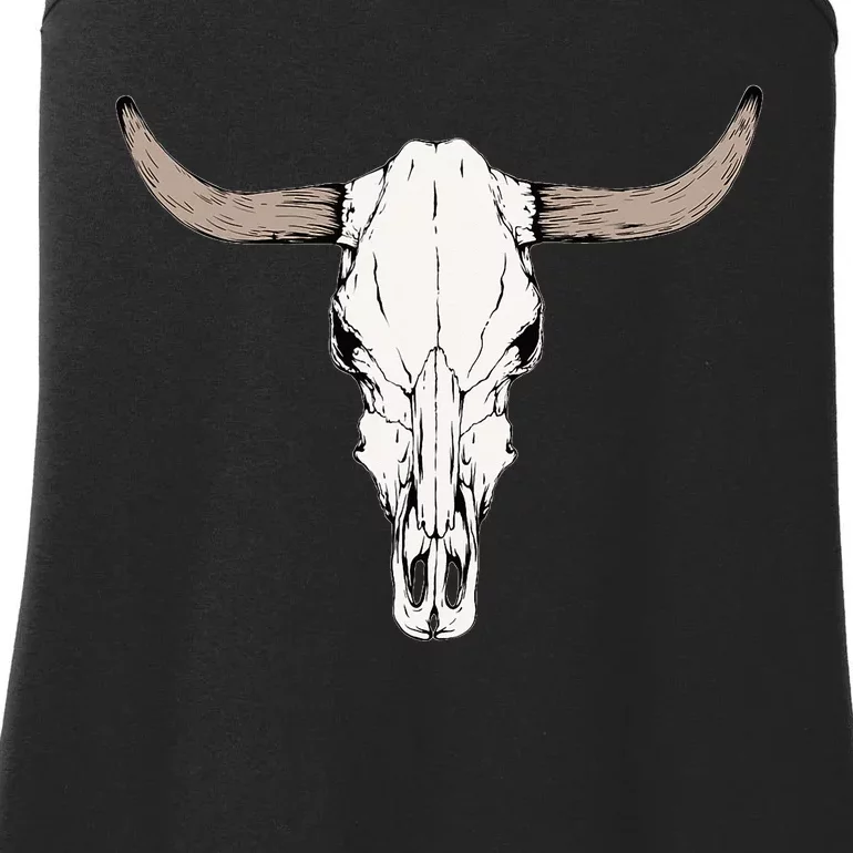 Cow Bull Cattle Skull Head Western Animal Ladies Essential Tank