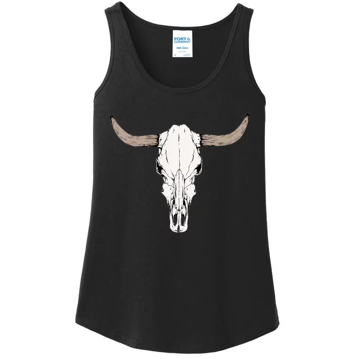 Cow Bull Cattle Skull Head Western Animal Ladies Essential Tank