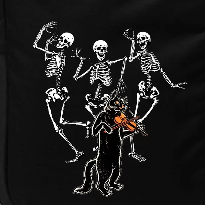 Creepy Black Cat And Dancing Skeleton Dance Of The Death Funny Gift Impact Tech Backpack