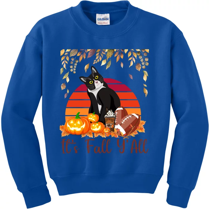 Cute Black Cat Lovers Thanksgiving Halloween ItS Fall YAll Great Gift Kids Sweatshirt