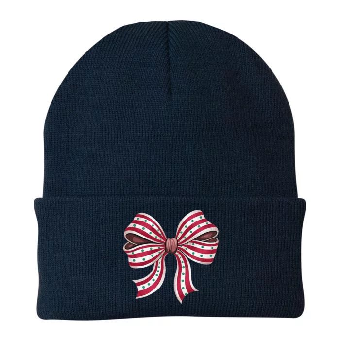 Coquette Bow Christmas Tree Cake Christmas Vibes Women Knit Cap Winter Beanie