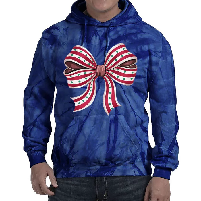 Coquette Bow Christmas Tree Cake Christmas Vibes Women Tie Dye Hoodie