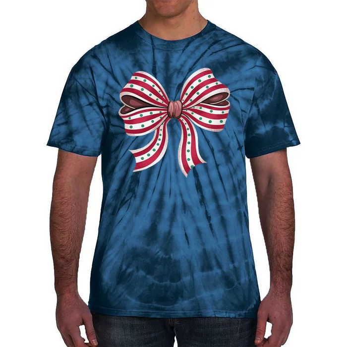 Coquette Bow Christmas Tree Cake Christmas Vibes Women Tie-Dye T-Shirt