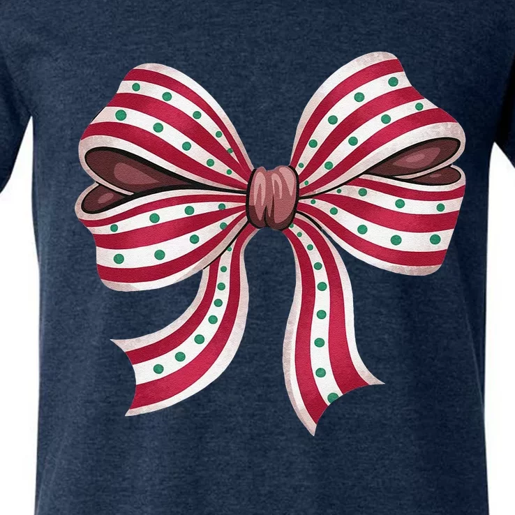 Coquette Bow Christmas Tree Cake Christmas Vibes Women V-Neck T-Shirt