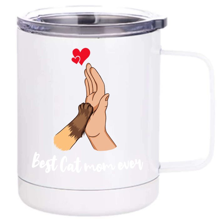 Cat Best Cat Mom Ever Kitten Cats Butterfly Gift Front & Back 12oz Stainless Steel Tumbler Cup