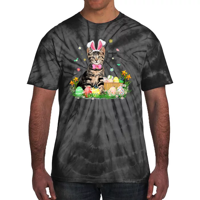 Cute Bunny Cat Eggs Basket Happy Easter day Tie-Dye T-Shirt