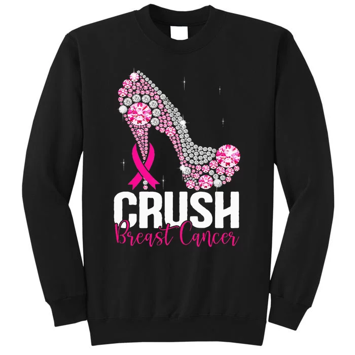 Crush Breast Cancer Awareness Bling Pink Ribbon Tall Sweatshirt