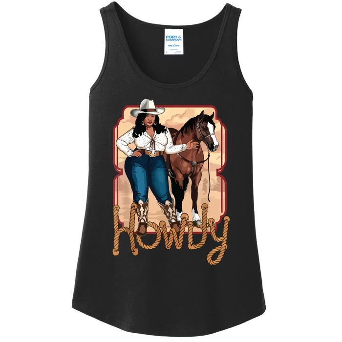 Cowgirl Black Cowgirl Queen African American Ladies Essential Tank