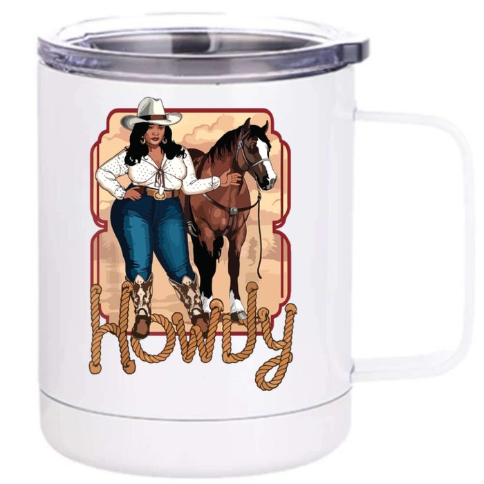 Cowgirl Black Cowgirl Queen African American Front & Back 12oz Stainless Steel Tumbler Cup