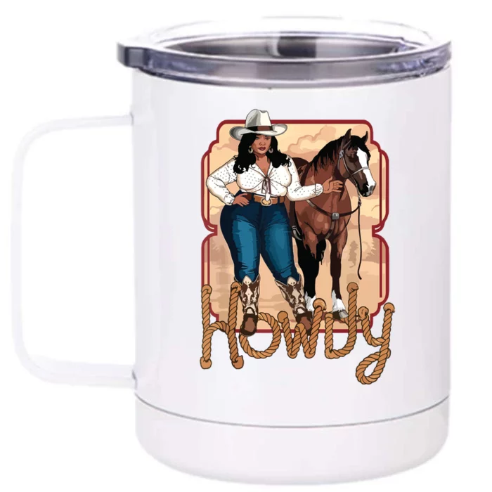 Cowgirl Black Cowgirl Queen African American Front & Back 12oz Stainless Steel Tumbler Cup