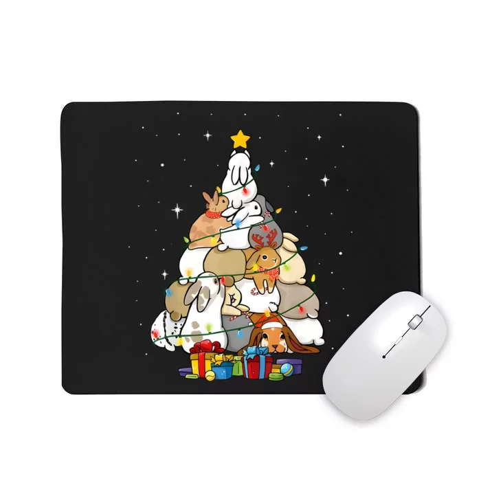 Cute Bunny Christmas Tree Mousepad