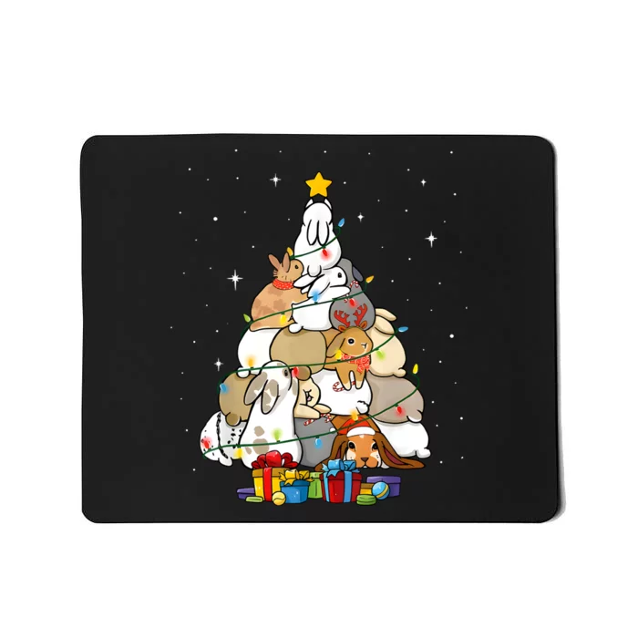 Cute Bunny Christmas Tree Mousepad