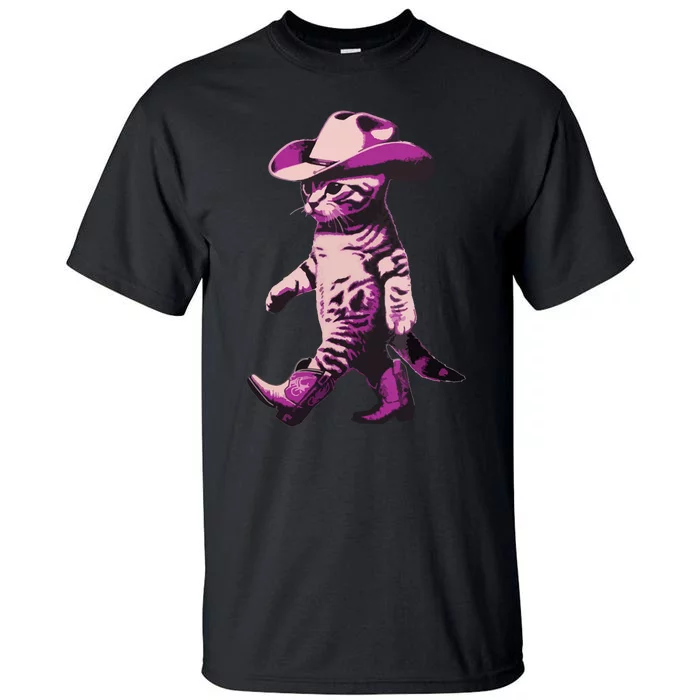 Cowgirl Boots Cat Mom Meowdy Cowgirl Pink Boots Tall T-Shirt