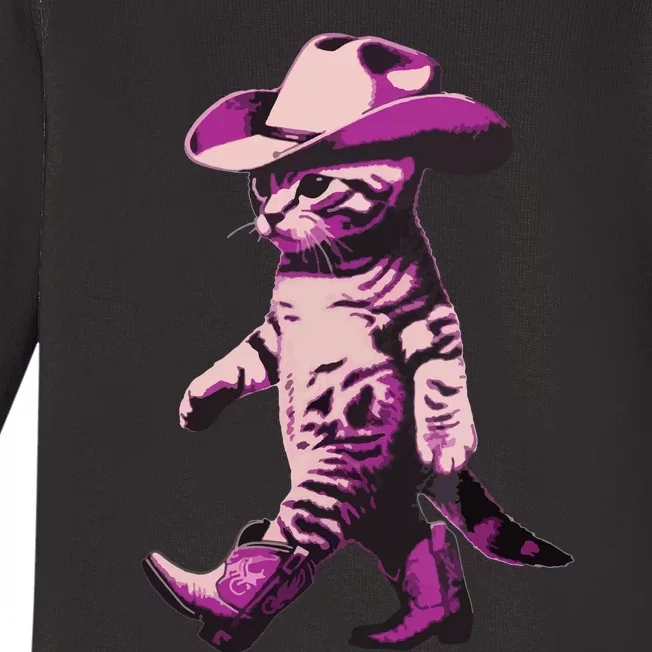 Cowgirl Boots Cat Mom Meowdy Cowgirl Pink Boots Baby Long Sleeve Bodysuit