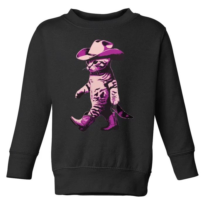 Cowgirl Boots Cat Mom Meowdy Cowgirl Pink Boots Toddler Sweatshirt