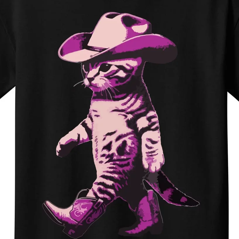 Cowgirl Boots Cat Mom Meowdy Cowgirl Pink Boots Kids T-Shirt