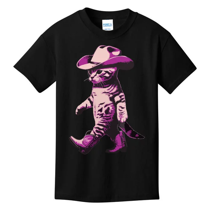 Cowgirl Boots Cat Mom Meowdy Cowgirl Pink Boots Kids T-Shirt