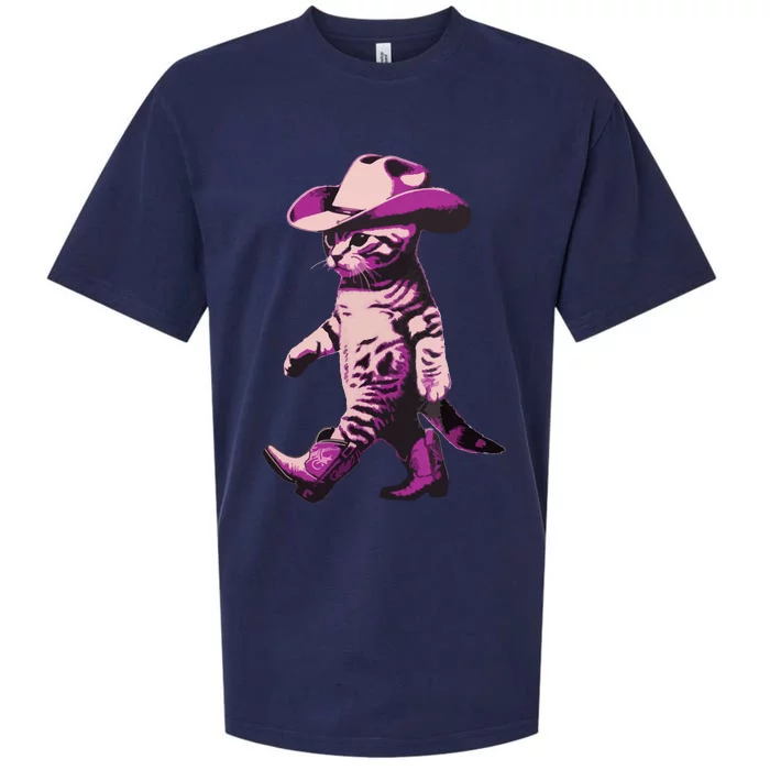 Cowgirl Boots Cat Mom Meowdy Cowgirl Pink Boots Sueded Cloud Jersey T-Shirt