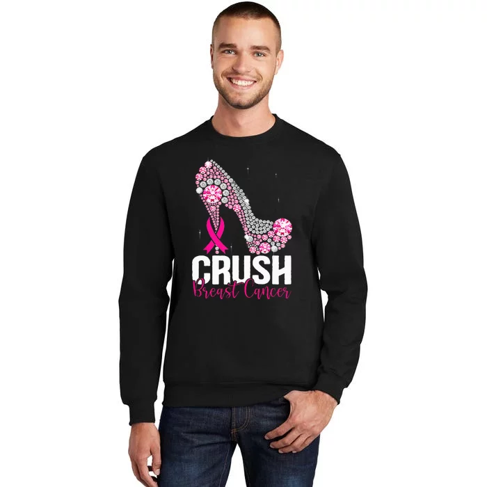 Crush Breast Cancer Awareness Bling Pink Ribbon Sweatshirt