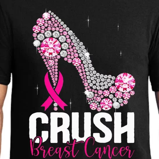 Crush Breast Cancer Awareness Bling Pink Ribbon Pajama Set