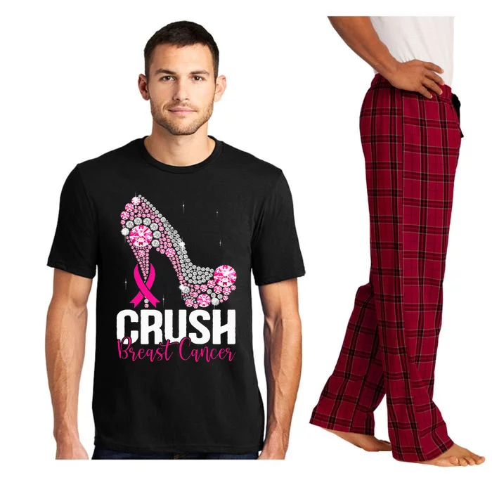 Crush Breast Cancer Awareness Bling Pink Ribbon Pajama Set