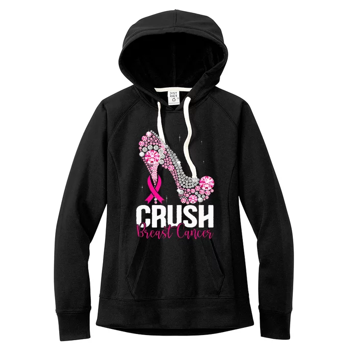 Crush Breast Cancer Awareness Bling Pink Ribbon Women's Fleece Hoodie