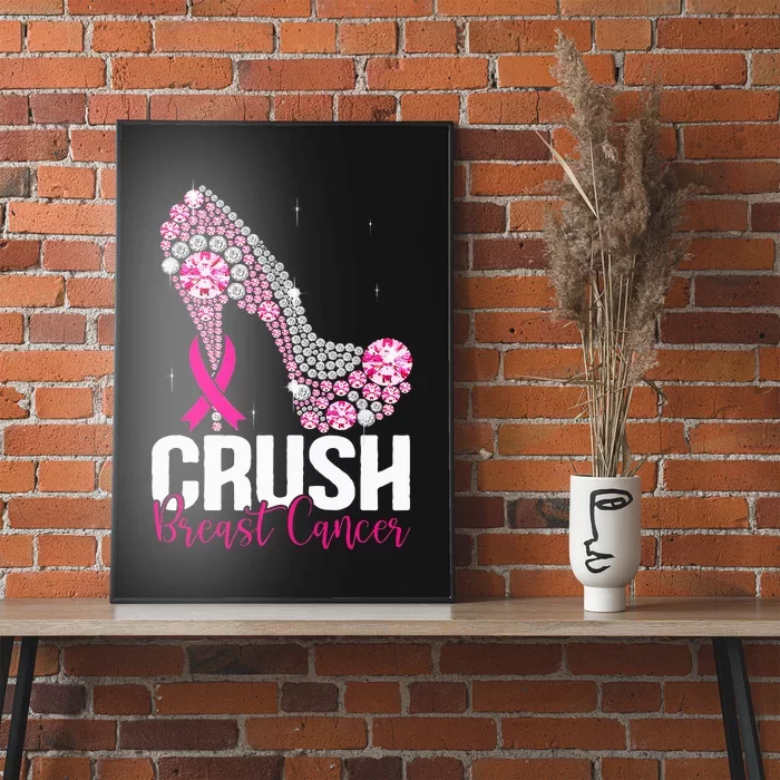 Crush Breast Cancer Awareness Bling Pink Ribbon Poster