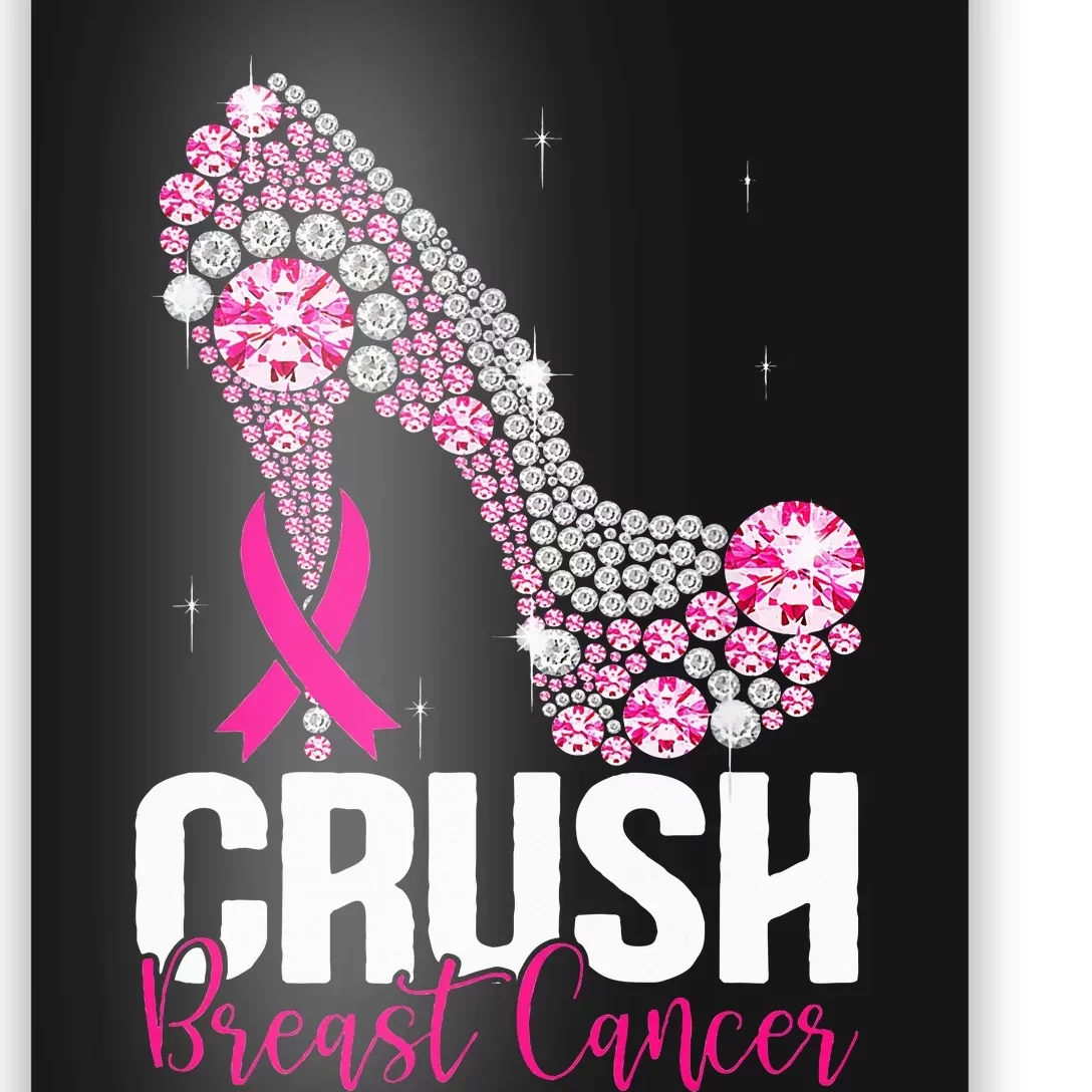 Crush Breast Cancer Awareness Bling Pink Ribbon Poster