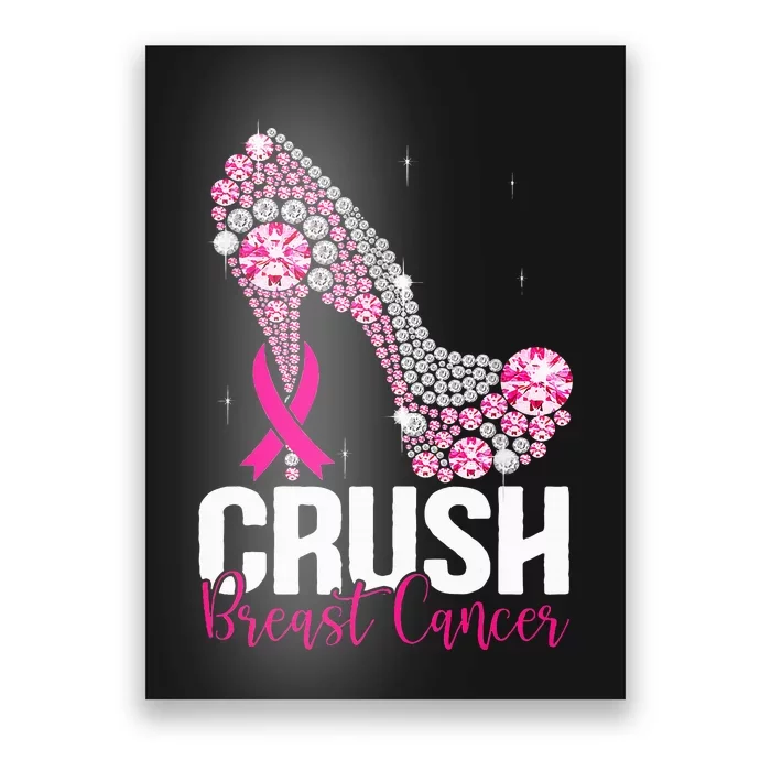 Crush Breast Cancer Awareness Bling Pink Ribbon Poster