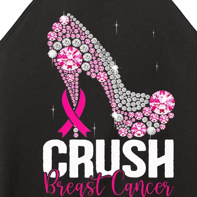 Crush Breast Cancer Awareness Bling Pink Ribbon Women’s Perfect Tri Rocker Tank