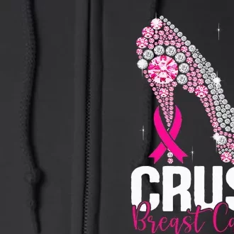 Crush Breast Cancer Awareness Bling Pink Ribbon Full Zip Hoodie