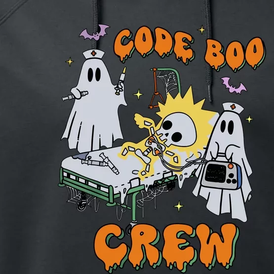 Code Boo Crew Funny Ghost Nurse Halloween Costume Nursing Performance Fleece Hoodie