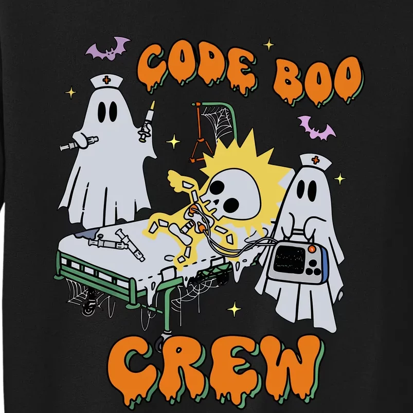 Code Boo Crew Funny Ghost Nurse Halloween Costume Nursing Tall Sweatshirt