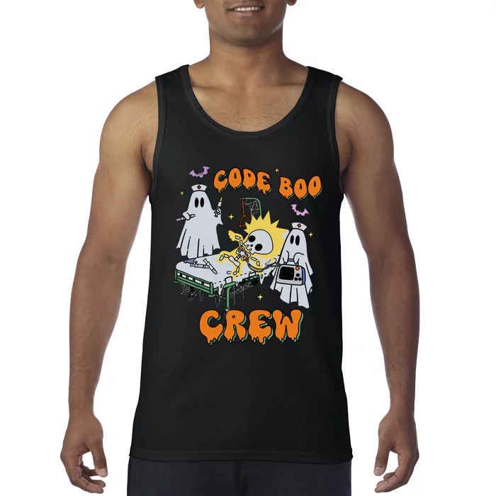 Code Boo Crew Funny Ghost Nurse Halloween Costume Nursing Tank Top