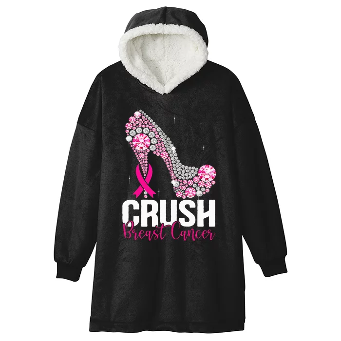 Crush Breast Cancer Awareness Bling Pink Ribbon Hooded Wearable Blanket