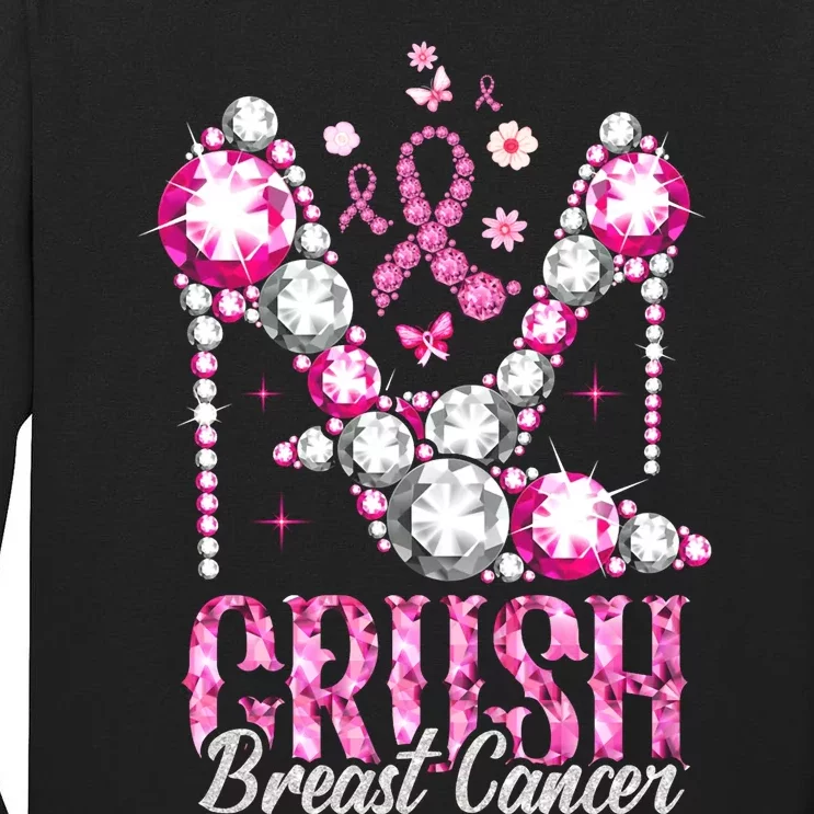 Crush Breast Cancer Awareness Bling Pink Ribbon Tall Long Sleeve T-Shirt