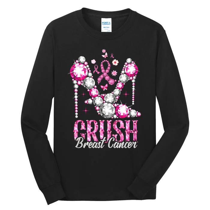 Crush Breast Cancer Awareness Bling Pink Ribbon Tall Long Sleeve T-Shirt