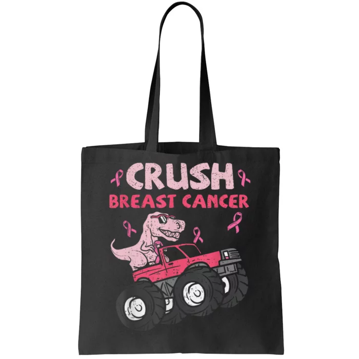 Crush Breast Cancer Awareness Monster Truck Ribbon Tote Bag