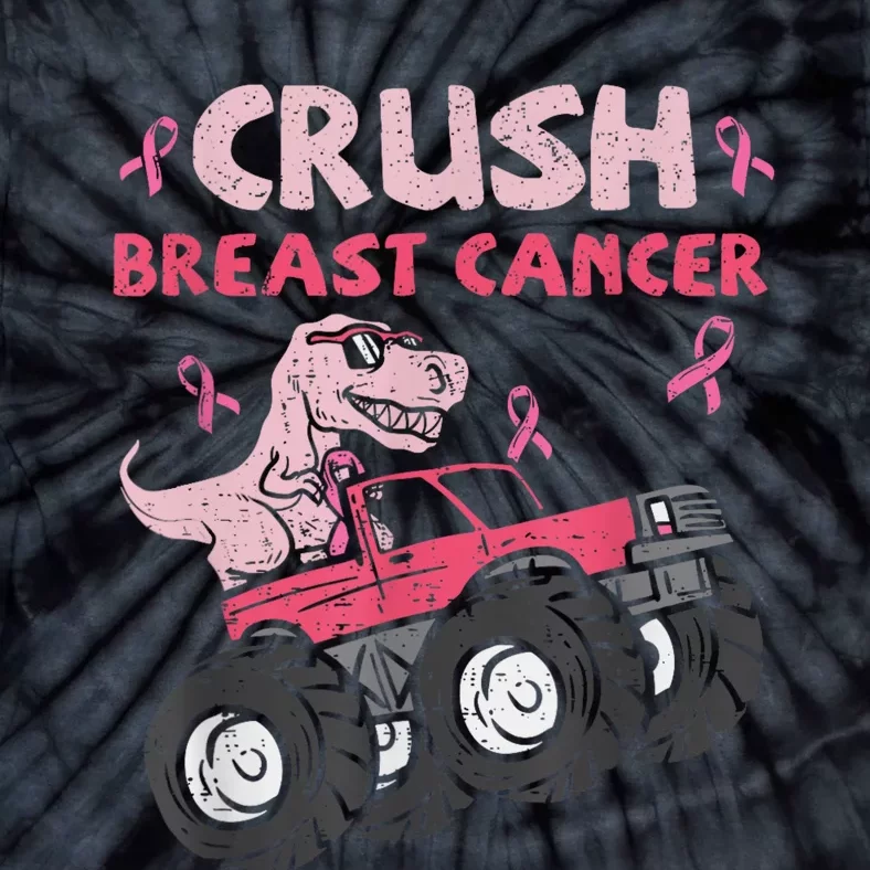 Crush Breast Cancer Awareness Monster Truck Ribbon Tie-Dye T-Shirt