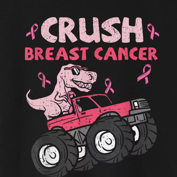 Crush Breast Cancer Awareness Monster Truck Ribbon Women's Crop Top Tee